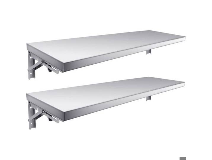 Étagère murale pliable acier inoxydable 40 cm lot de 2 supports charge 50 kg cuisine garage ou buanderie