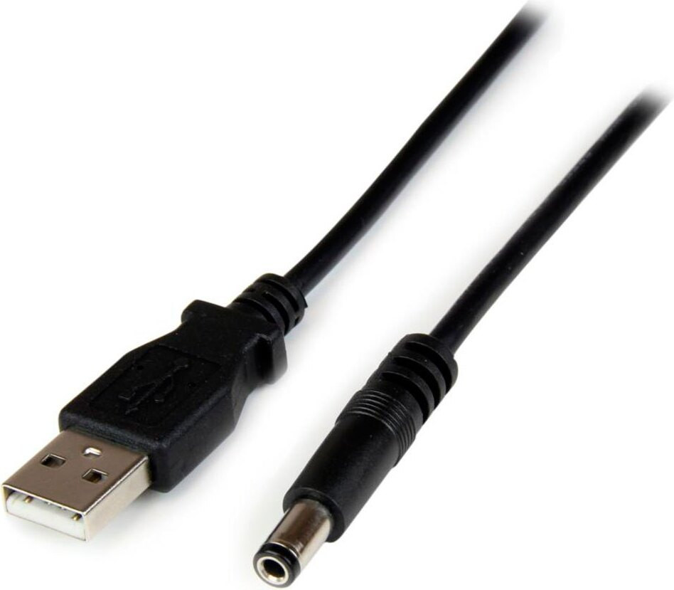 StarTech.com USB 2.0 naar N-connector kabel, USB A naar DC 5V 5,5mm, 1 meter