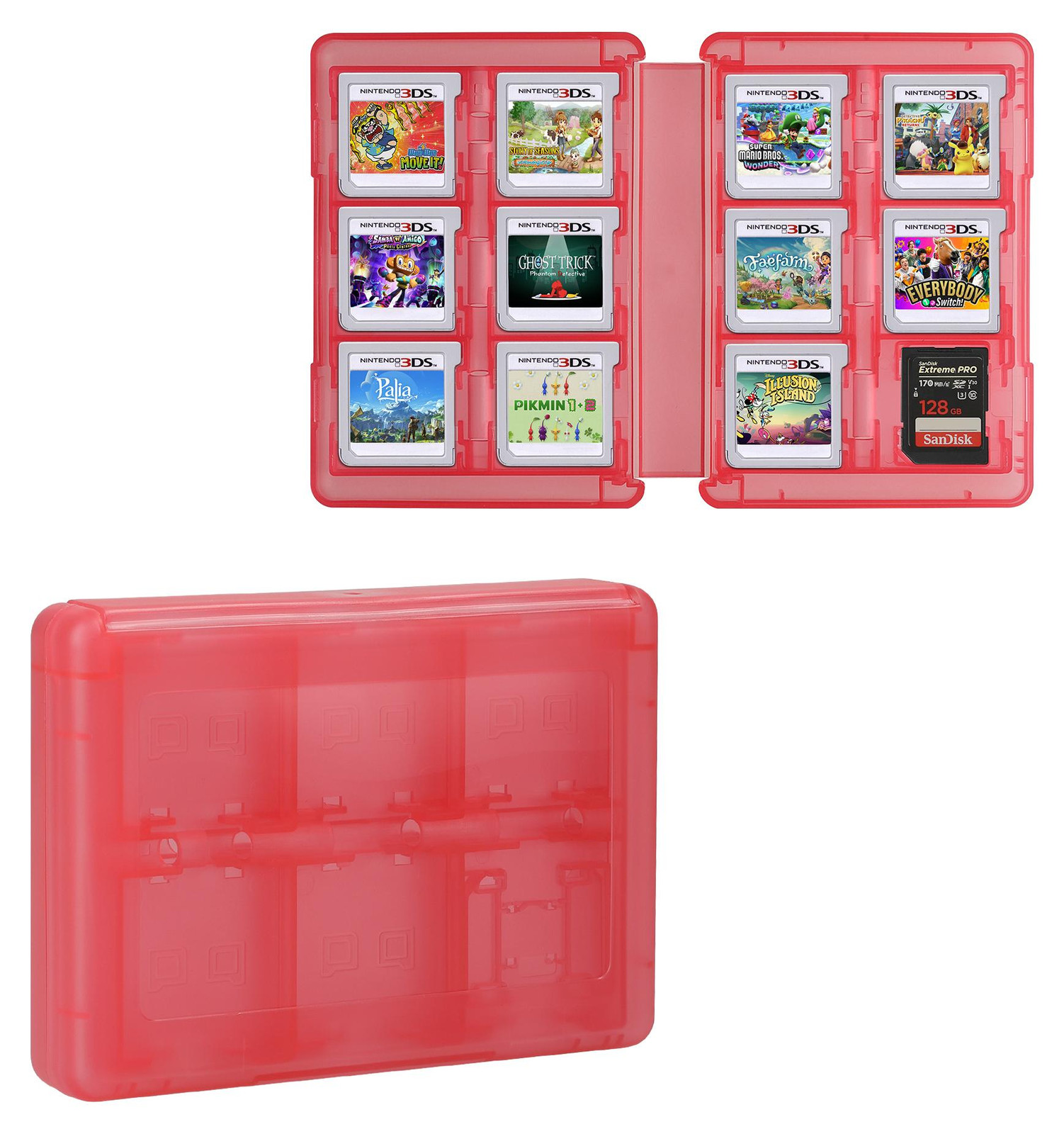 kwmobile Opbergbox voor spel cartridges compatibel met Nintendo 3DS voor maximaal 22 spellen en accessoires - Okerroze