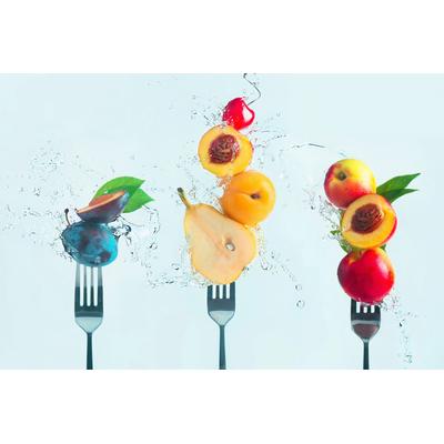 Fototapete PAPERMOON "Photo-Art DINA BELENKO, FRUCHTSALAT MACHEN", bunt, B:4,5m L:2,8m, Vlies, Tapeten