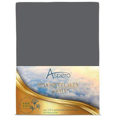 Bettlaken ASPERO "Bio-Baumwoll Spannbettlaken Minas", grau (anthrazit), B:180cm, Bettlaken, Bettlaken