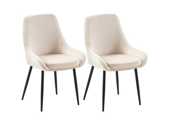 CLP Esszimmerstuhl 2er Set Samt Creme, 50x86x53 cm, Esszimmer, Stühle