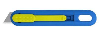 PHC Sicherheitsmesser Volo™, für Links-/Rechtshänder, Auto-Klingenrückzug, Umhängeöse, Kunststoff, blau-gelb