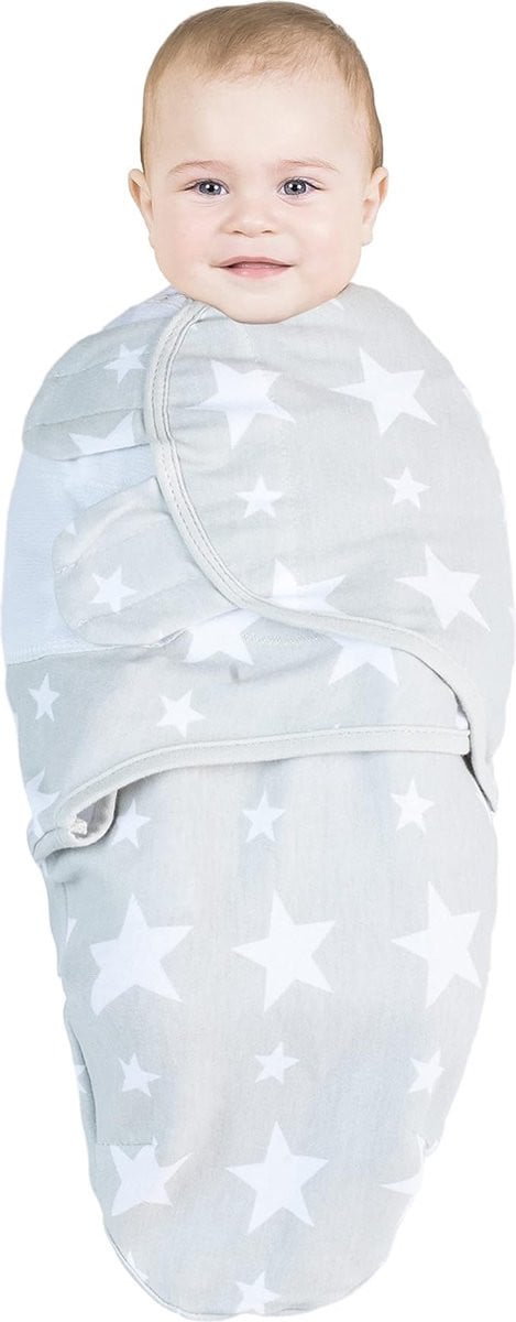 Set van 2 wikkeldekens en knuffeldeken voor baby's en kinderwagens, maat S/M (0-3 maanden)