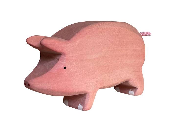 Holztier Schwein, handgefertigt, 10 x 6 x 3 cm