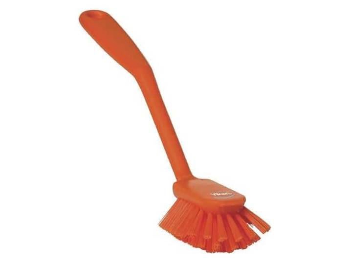 Vikan - Hygiëne - Afwasborstel - Met schraperrand - Medium borstelharen - Oranje