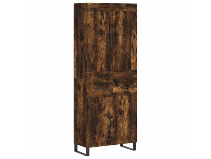 HGFDVCMR Highboard Räuchereiche 69,5x34x180 cm Schrank mit Metallfüßen Eleganter Beistellschrank für Wohnzimmer und Flur: Vielseitiges Möbelstück mit Metallgestell für geordneten Wohnraum.