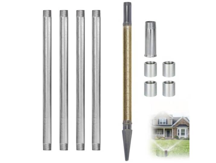 SENODON Flachbrunnen-Brunnenspitzenset, 1-1/4 x 45 Rohr mit 60-Mesh-Sieb Professionelles Bohrzubehör für Sand und weiche Böden. Gewährleistet lange Haltbarkeit.