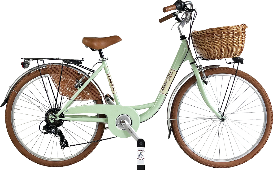 Dolce Vita by Canellini VENERE Fahrrad Citybike Frau mit Korb - Hellgrun 26"