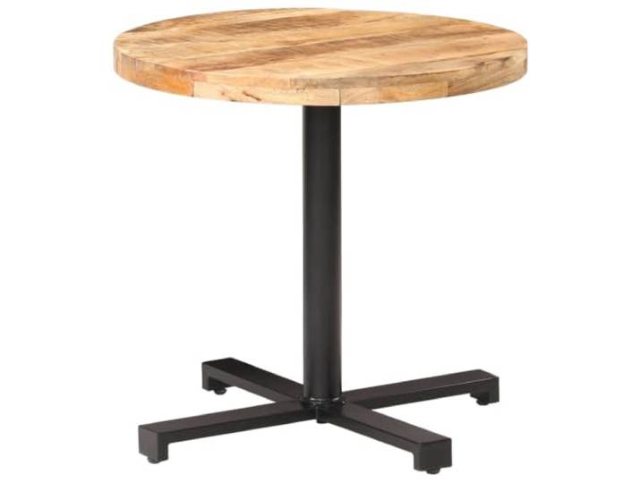 GHVBNMF Bistrotisch Rund Ø80x75 cm Raues Mangoholz Esstisch Handgefertigter Runder Esstisch mit robustem Gestell aus Eisen für Balkon, Terrasse, Küche und Wohnzimmer geeignet