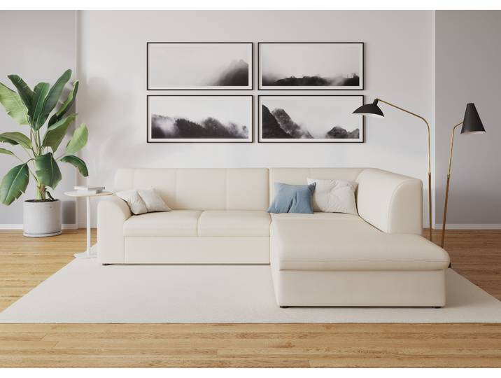 DOMO collection Topper zeitlos elegant, kompakte StellmasseL-Form mit Ottomane, wahlweise mit Schlaffunktion