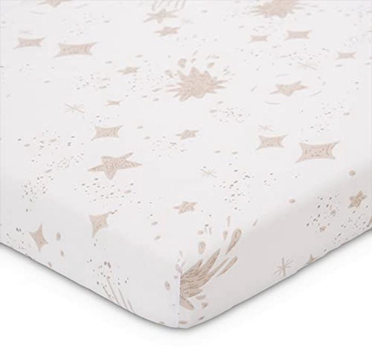 Biologisch Katoenen Jersey Hoeslaken Wit/Beige 100x100 cm