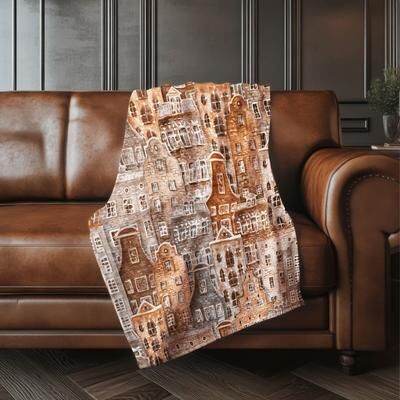 Addison Rugs Premium Machine Washable Modern City Sherpa Throw Blanket