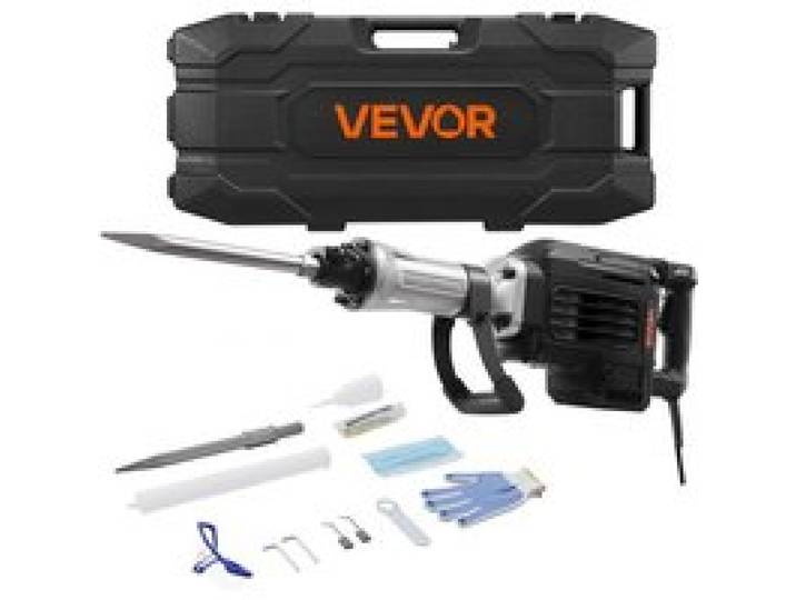 VEVOR Marteau Piqueur de Démolition 3000 W, Burineur Électrique 1700 BPM, Brise-béton avec Burin Pointu, Mallette de Transport, Gants, Lunettes de Protection, pour Burinage Construction Destruction