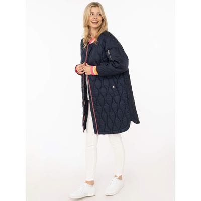 Kurzmantel ZWILLINGSHERZ "„Shine Hope Smile“", Damen, Gr. S, marine, Steppware, Obermaterial: 100% Polyester, Mäntel Kurzmantel, farbig gestreifte Bündchen, Herzfutter, Reißverschluss, Taschen, Topseller