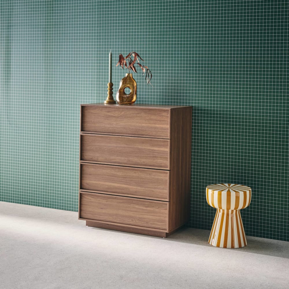 sweeek Cómoda de almacenamiento con 4 cajones, efecto madera, nogal
