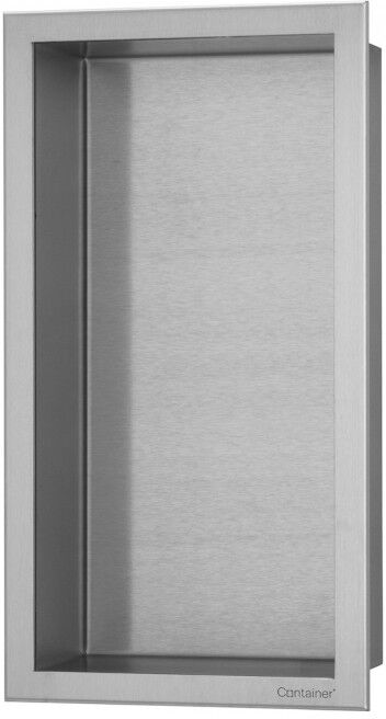 ESS BOX 10 Edelstahl gebürstet Wandnische 15x30x10 cm mit Rahmen Edelstahl gebürstet, inkl. Rohbause BOX-15x30x10