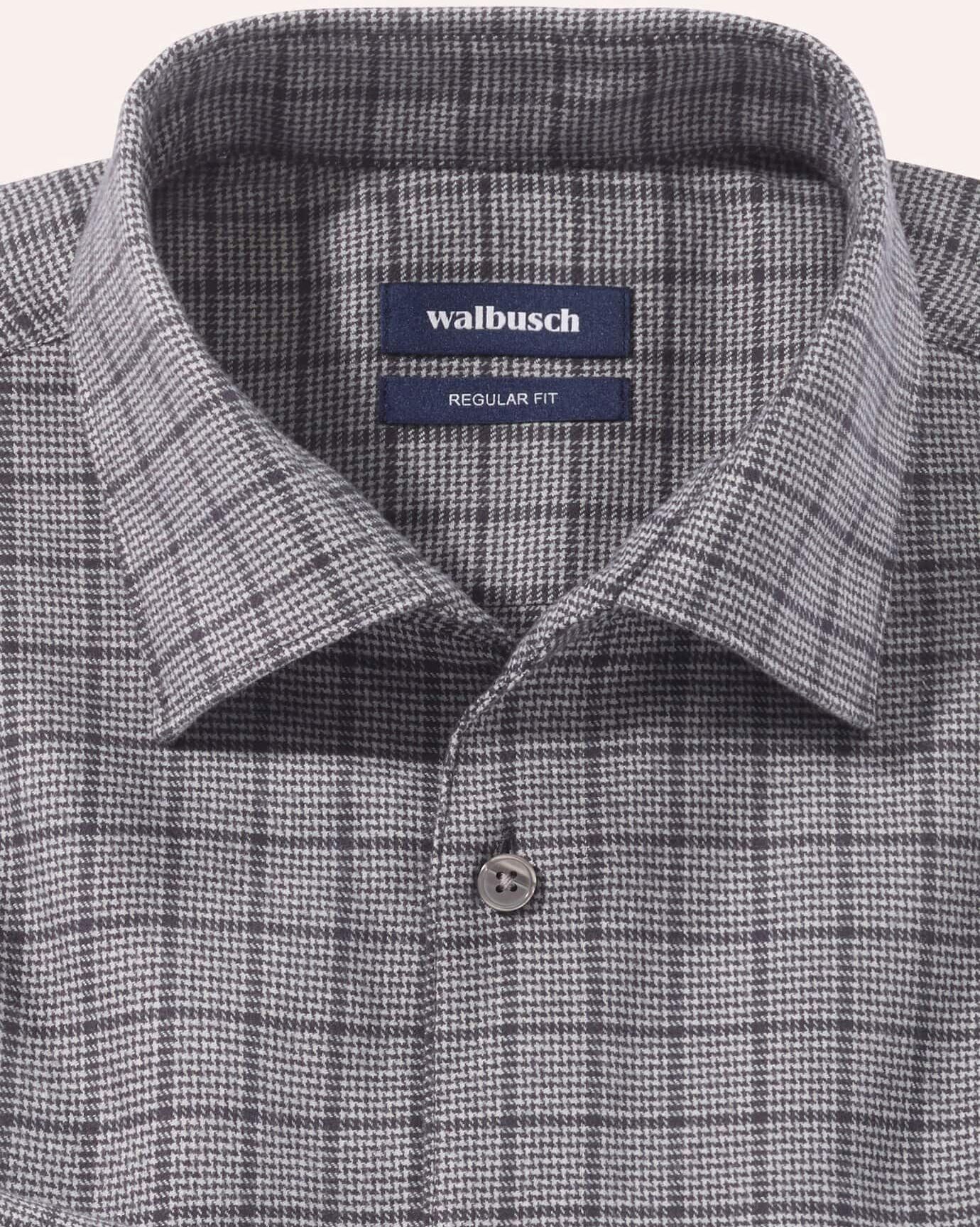 Walbusch Soft-Flanell Hemd, Regular Fit#noch offen: Größenlauf, Farbe Grau, 38, warmer Soft-Flanell gerader Regular Fit Herren