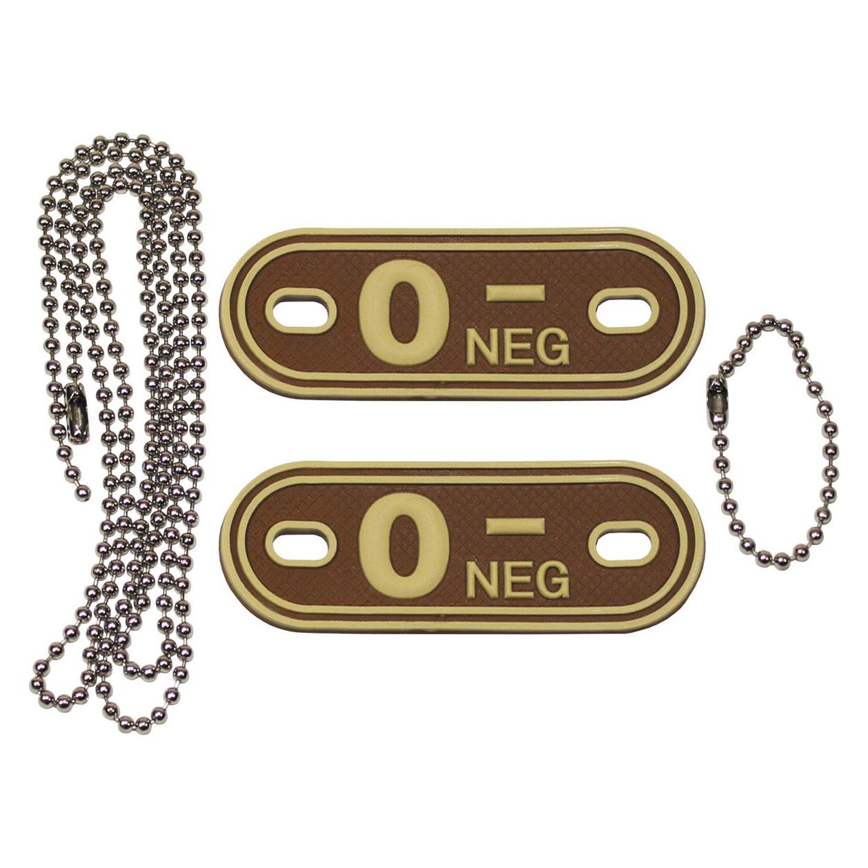 Mfh Blutgruppenmarke, mit Kette, desert, "O NEG", 3D (Erste Hilfe Set Zubehör) (33512149)