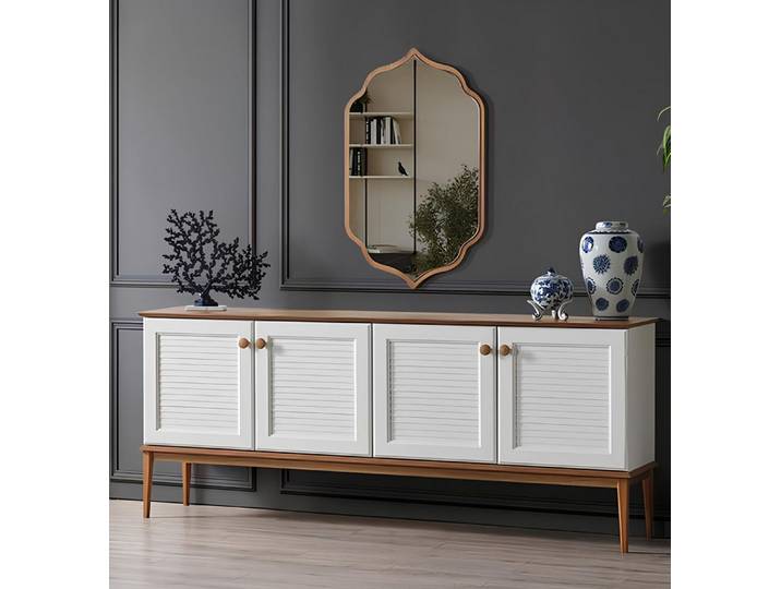 Xlmoebel Sideboard Massivholz Spiegelkommode mit geräumigen Schubladen (Kommode + Spiegel, Kommode + Spiegel), Hergestellt in Europa