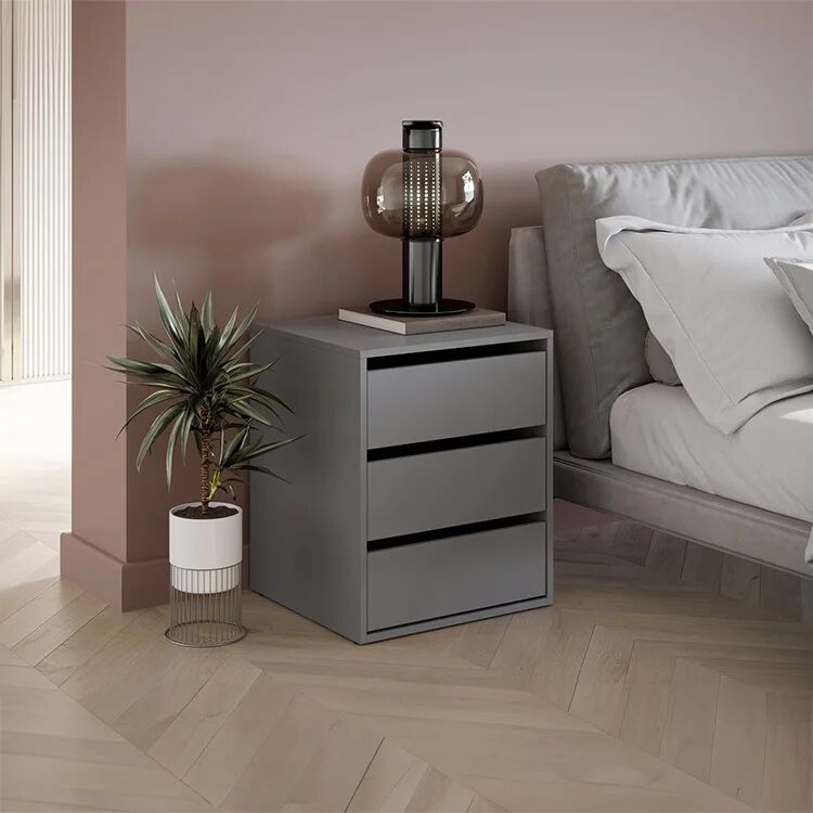 garneroarredamenti Comodino moderno 50x60h cm 3 cassetti grigio Ombra