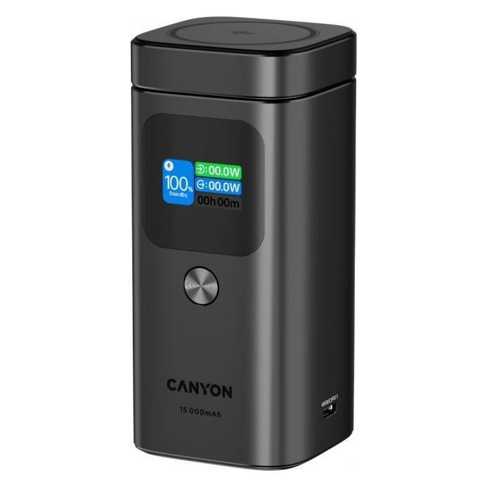 Canyon Power bank Qi2 magnetic power bank OnPower 150 15000mAh Aluminium Dark grey (15000 mAh, 15 W) (CNS-CPB150DG)