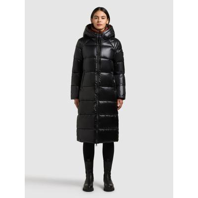 Steppmantel KHUJO "NASHI 2IN1 (EINSATZ HERAUSNEHMBAR)", Damen, Gr. M, schwarz, 100% Nylon, unifarben, regular fit knielang, eingesetzt elastischer Bund mit Windstopper, Mäntel Steppmantel