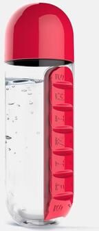 Youfap Market Plastic Water Bottle Combine With Medicine Box, Sports Water Cup Organizer For Pills red