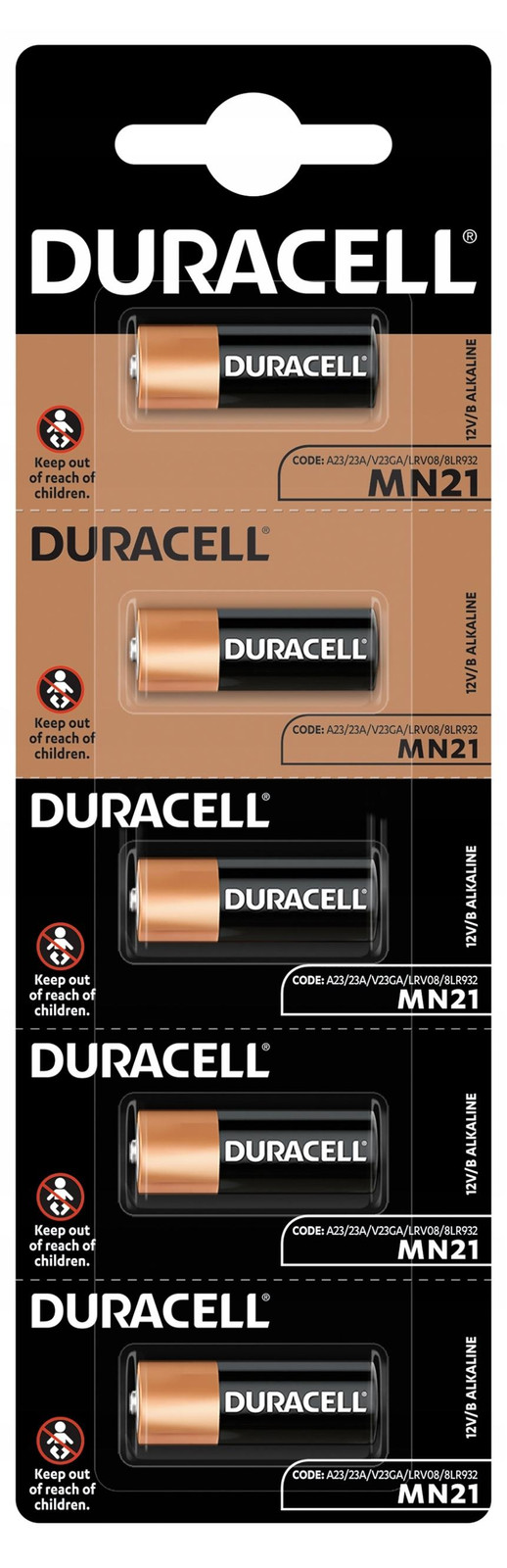5 x Duracell A23 HSDC batterij voor auto-afstandbediening