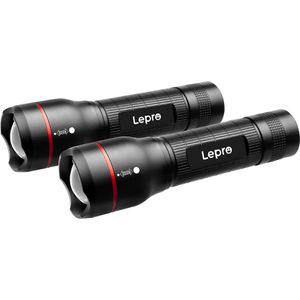 Lepro Taschenlampe LE2000, LED, mit Batterie, 300 Lumen, 13 cm, wasserfest, 2 Stück