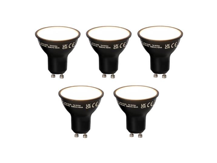 Lot de 5 Lampe LED intelligente GU10 dimmable noire 7W 600 lm