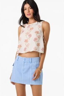 O'Neill s Athena Ivy Floral Top in Tofu, Size XS, Linen/Viscose