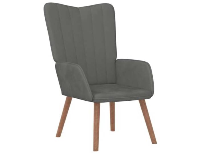Sessel dunkelgrau Samt mit Fuß, Stahlrahmen, Holzfüße Akazie Beine, Rückenlehne, Schaumstoff, maximale Belastung 110 kg, Wohnzimmer