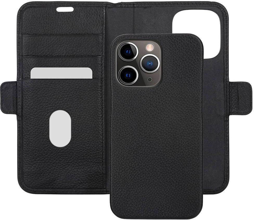 iPhone 13 Pro dbramante1928 New York Magnetisk Ægte Læder Flip Cover m. Pung - Night Black