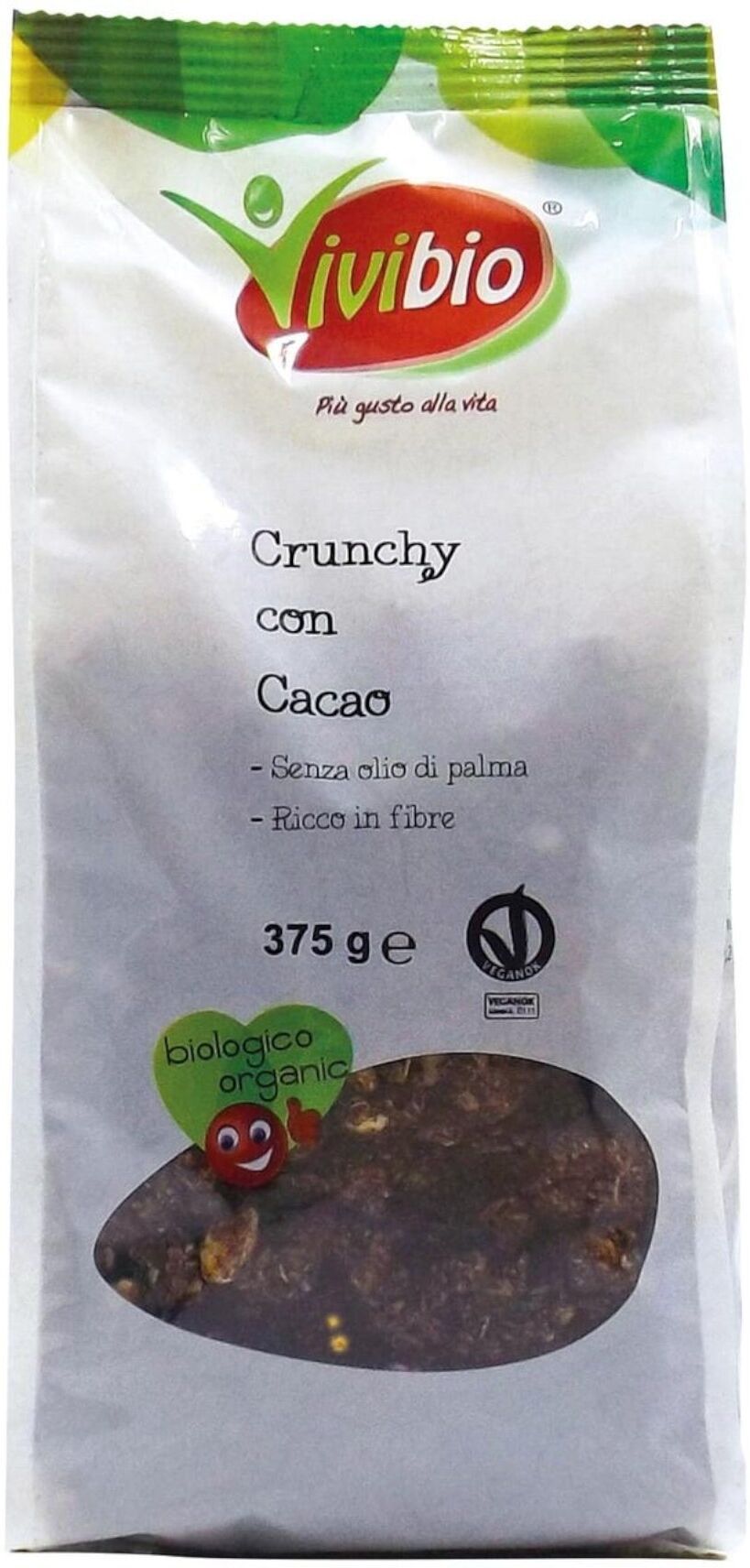VIVIBIO Crunchy Avena Con Cocco E Cacao 375 Grammi 