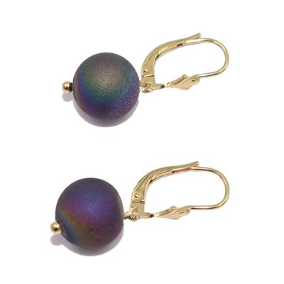 Paar Ohrhänger FIRETTI "Schmuck Geschenk Silber 925 Ohrschmuck Patentbrisur Edelstein Achat", bunt (gelbgoldfarben, lila, lila), Ohrringe, Damen, 10mm, Silber 925 (Sterlingsilber), Made in Germany - mit Achat