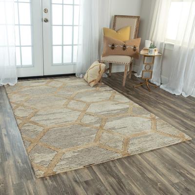 Alora Decor Honey Beige and Cream Geometric Hand-tufted Rug