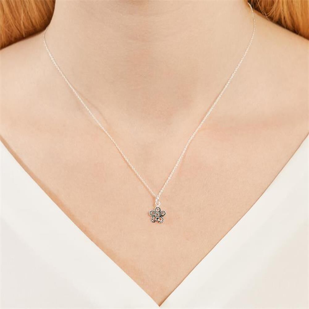 Unique 925 Silberkette mit Blumennanhänger silber