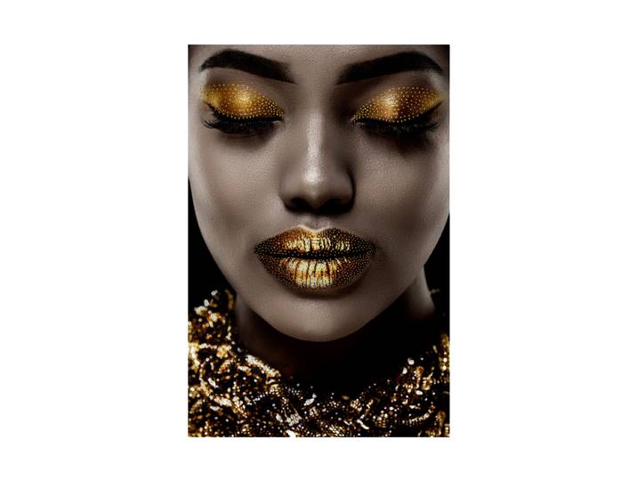 Glasbild „Goldenes Augen und Lippen-Make Up“ 80 x 120 cm Multicolor Crea Collection