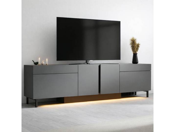 Meuble TV 180 cm, LED intégrées AURA - Anthracite