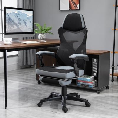 Vinsetto Home Office Chair Adjustable Height Recliner with Retractable Footrest, Mesh Back