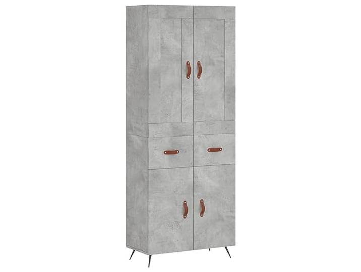 GFMGUEMV Highboard Betongrau 69,5x34x180 cm Holzwerkstoff Schrank Metallfüße, glatte Oberfläche, feuchtigkeitsbeständig, viel Stauraum, Wohnzimmer