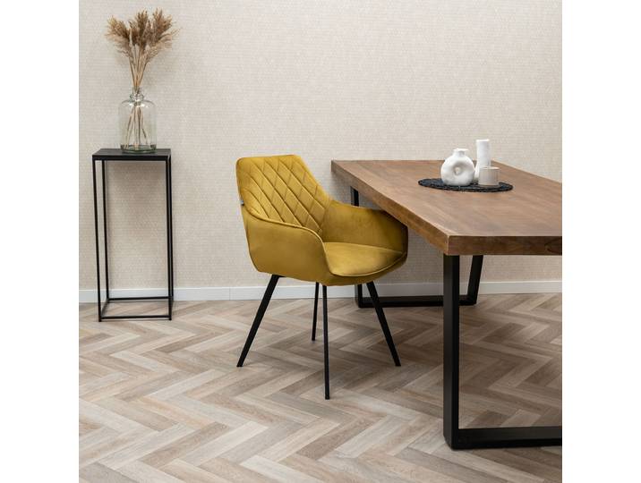 SET van 4 Karl Eetkamerstoelen - Velvet - Goud (set van 4)
