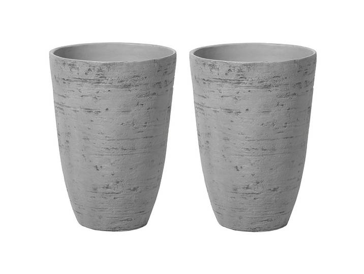 BLUMENTOPF 2er-Set grau rund 35/35/50 cm Camia