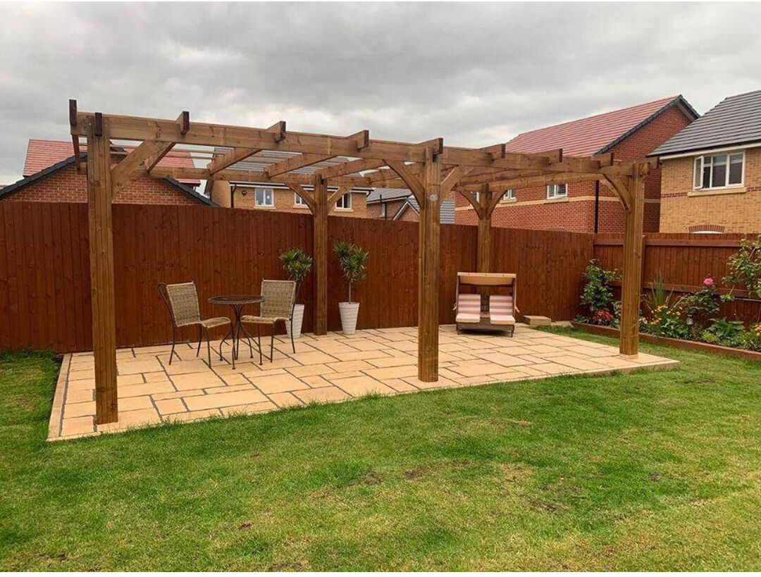 Dunster House Wooden Pergola Garden Plant Frame Furniture Kit Leviathan 6m x 3m Pressure Treated Timber 233cm H X 604cm W X 320cm D