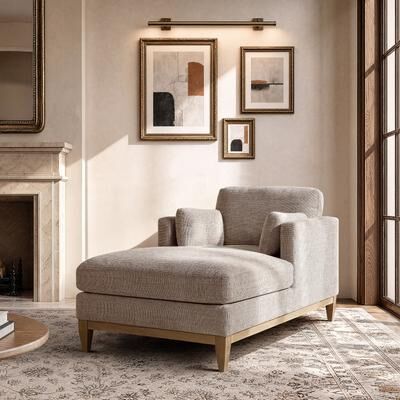 Taylor "Knox 65"" Modern Farmhouse Performance Velvet Chaise Lounge Chair"