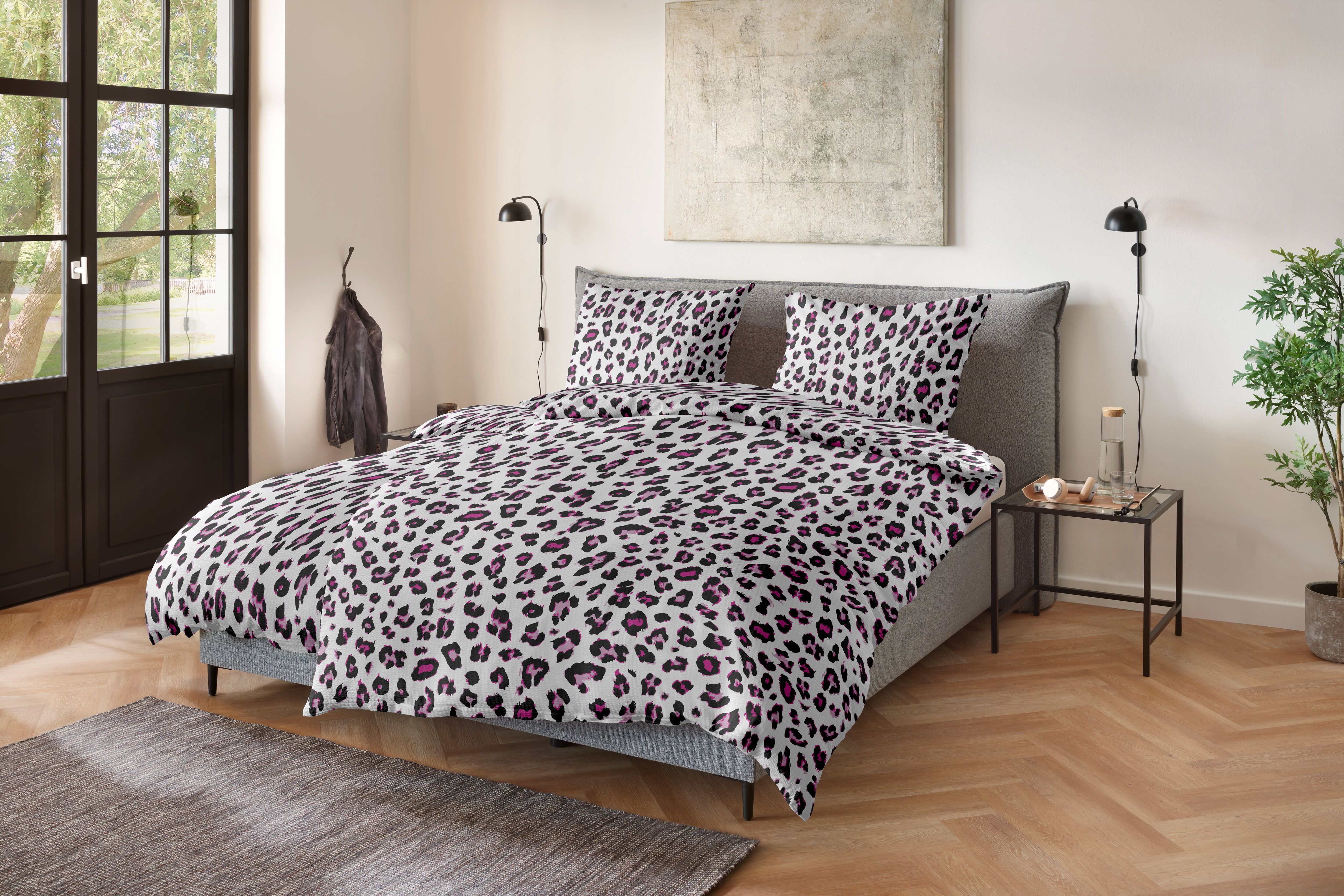 Bettwäsche PRIMERA "Soft-Seersucker-Bettwäsche Serval", grau, B/L: 155cm x 220cm, 1 Stk., 1 Stk., Soft-Seersucker, B/L: 80cm x 80cm, 2, Soft-Seersucker, Obermaterial: 100% Baumwolle, Bettwäsche, Bettwäsche grau B/L: 155cm x 220cm, 1 Stk., 1 Stk., Soft-See