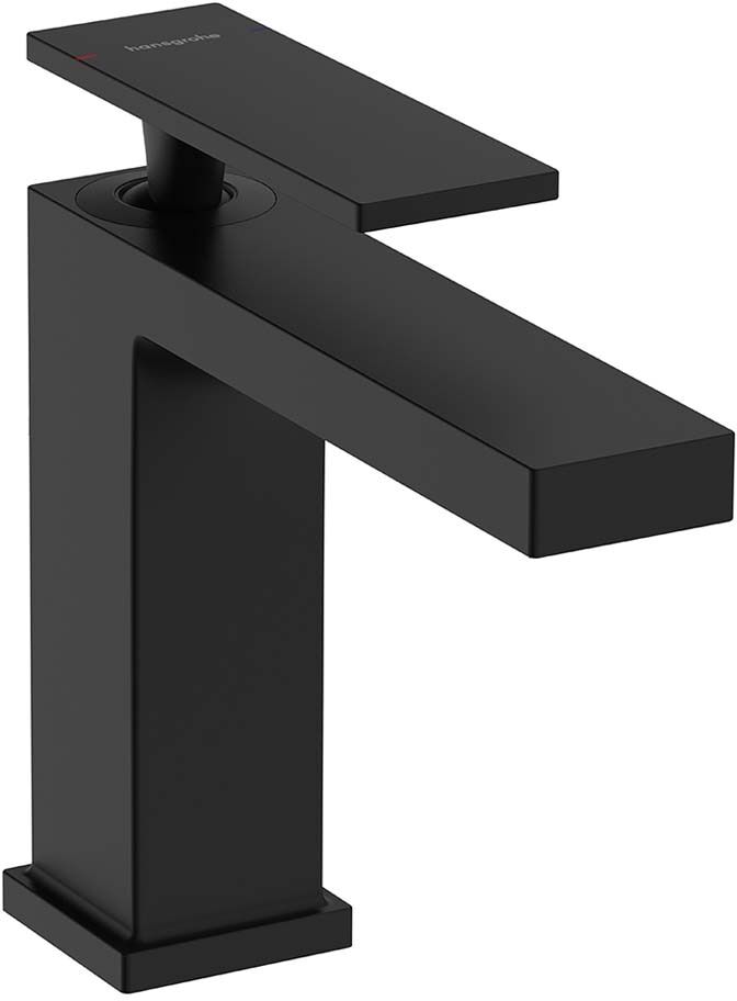 Hansgrohe Grifo monomando cuadrado para lavabo sin vaciador Tecturis E 110 . Negro mate