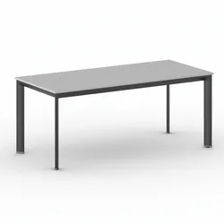 Konferenztisch PRIMO INVITATION 180x80 cm, schwarzes Metallgestell, grau