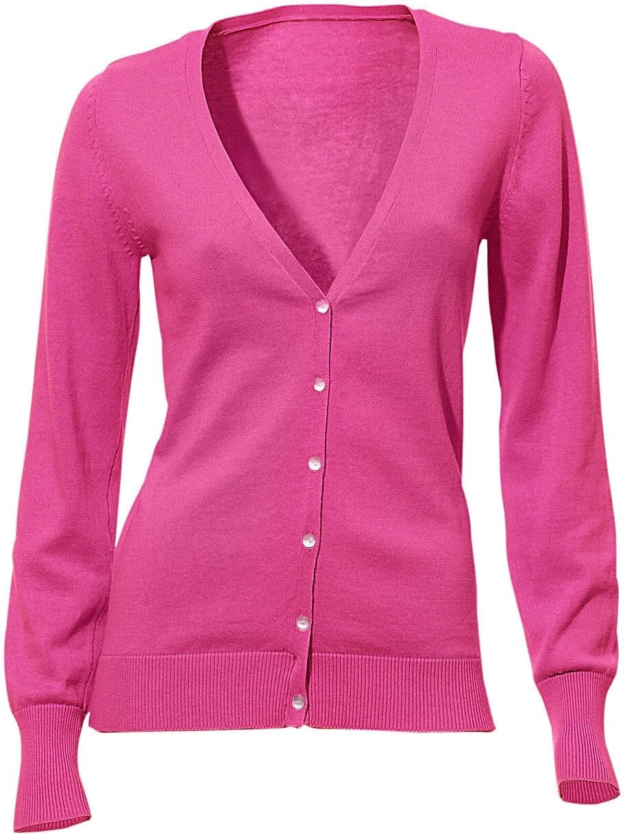 Strickjacke HEINE, Damen, Gr. 40, pink, 100% Baumwolle, unifarben, Strickjacken Strickjacke pink 40